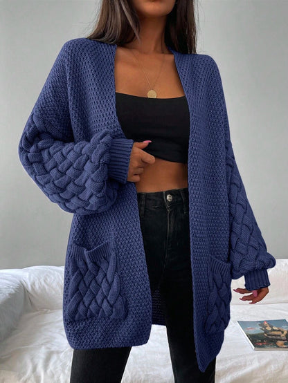 Elin™ | Åben Cardigan Med Flettede Lommer