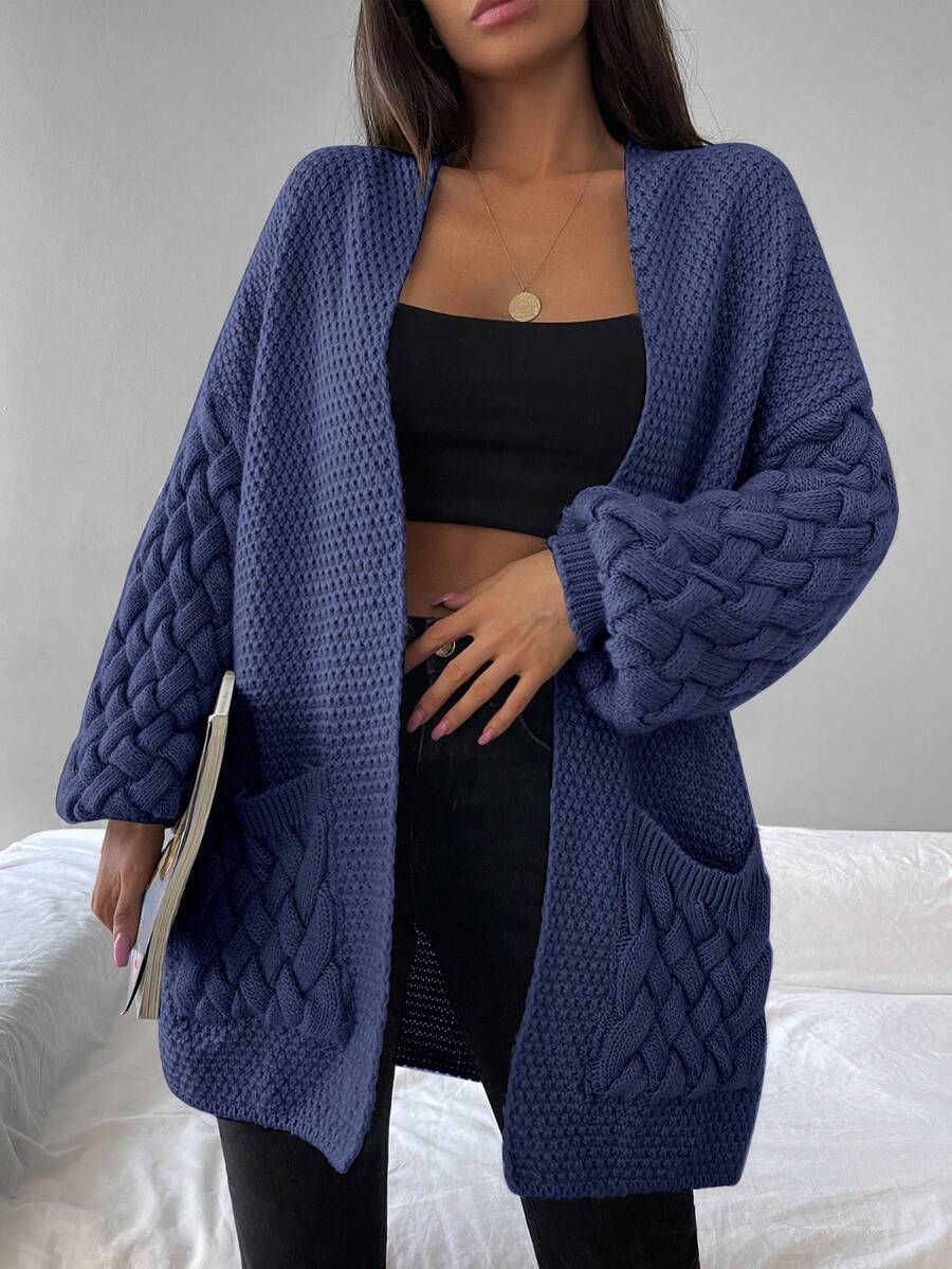 Elin™ | Åben Cardigan Med Flettede Lommer