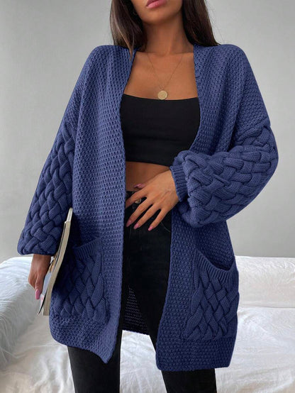 Elin™ | Åben Cardigan Med Flettede Lommer