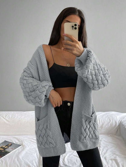 Elin™ | Åben Cardigan Med Flettede Lommer