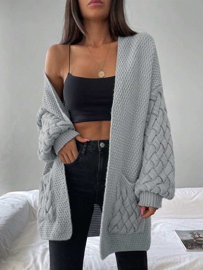 Elin™ | Åben Cardigan Med Flettede Lommer