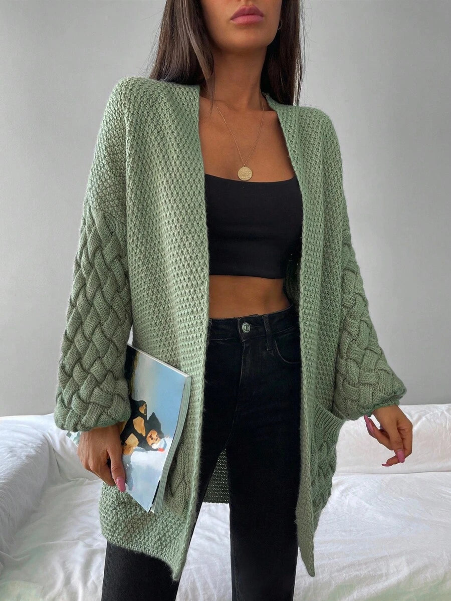 Elin™ | Åben Cardigan Med Flettede Lommer