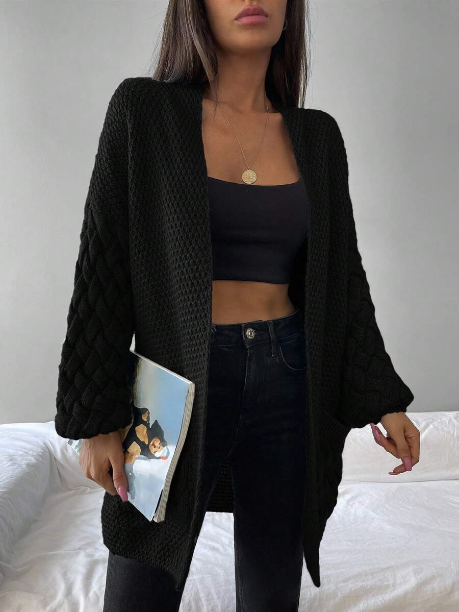 Elin™ | Åben Cardigan Med Flettede Lommer