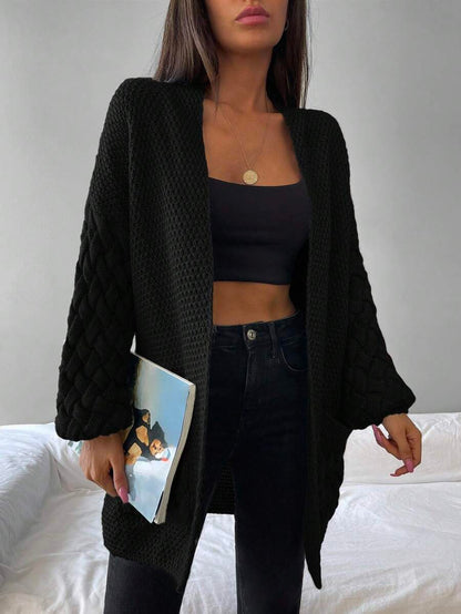 Elin™ | Åben Cardigan Med Flettede Lommer