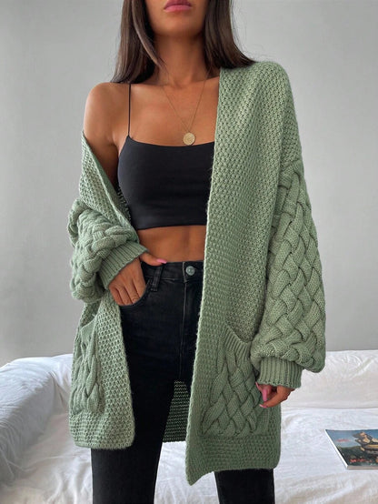 Elin™ | Åben Cardigan Med Flettede Lommer