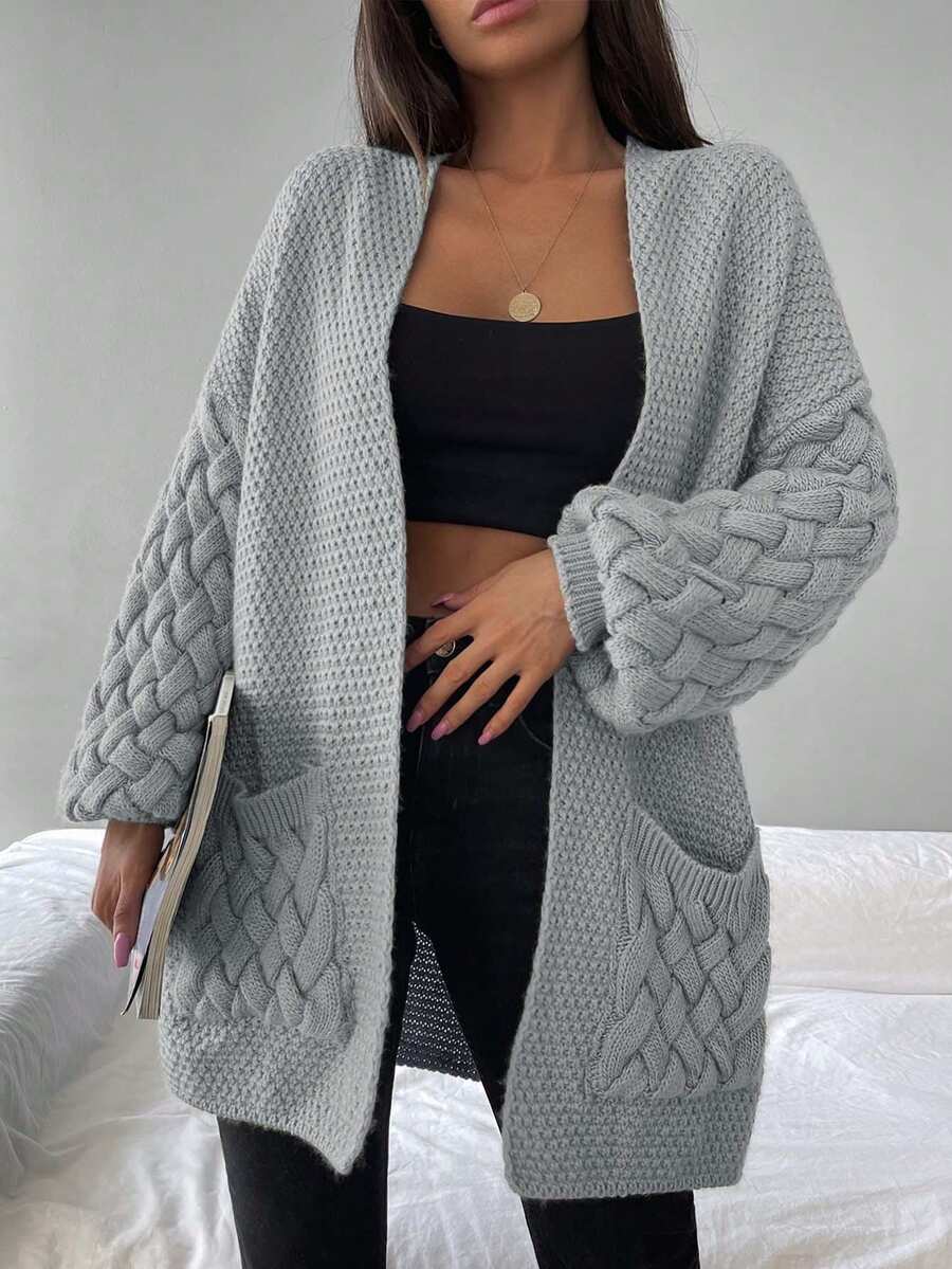 Elin™ | Åben Cardigan Med Flettede Lommer