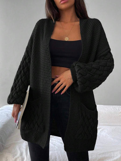 Elin™ | Åben Cardigan Med Flettede Lommer