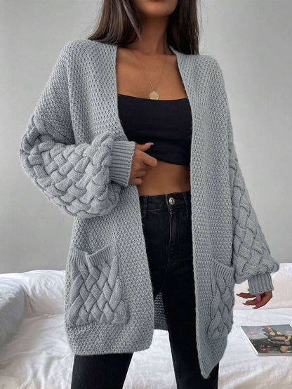 Elin™ | Åben Cardigan Med Flettede Lommer