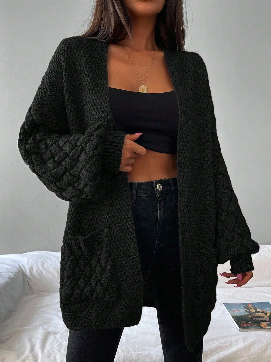 Elin™ | Åben Cardigan Med Flettede Lommer
