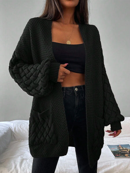 Elin™ | Åben Cardigan Med Flettede Lommer