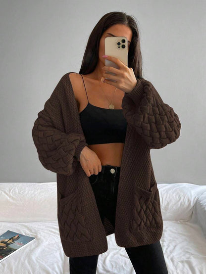 Elin™ | Åben Cardigan Med Flettede Lommer