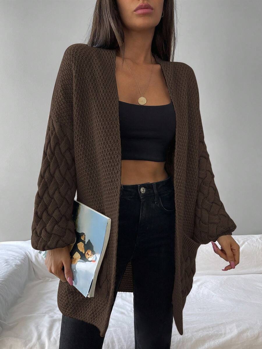 Elin™ | Åben Cardigan Med Flettede Lommer