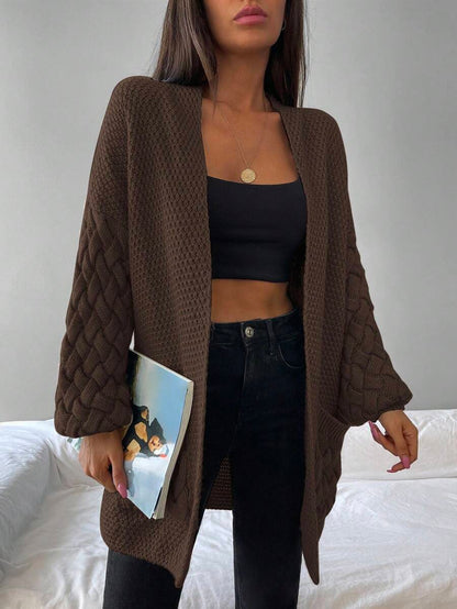 Elin™ | Åben Cardigan Med Flettede Lommer