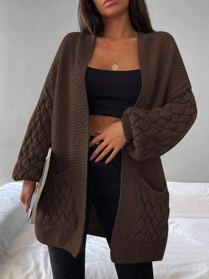 Elin™ | Åben Cardigan Med Flettede Lommer
