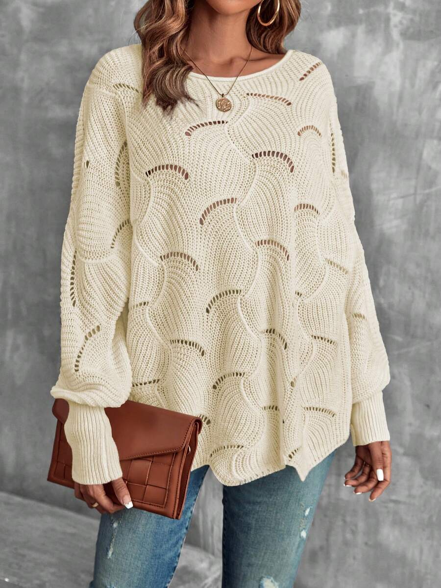 Mira™ | Striktrøje Med Bølgemønster Og Åben Struktur