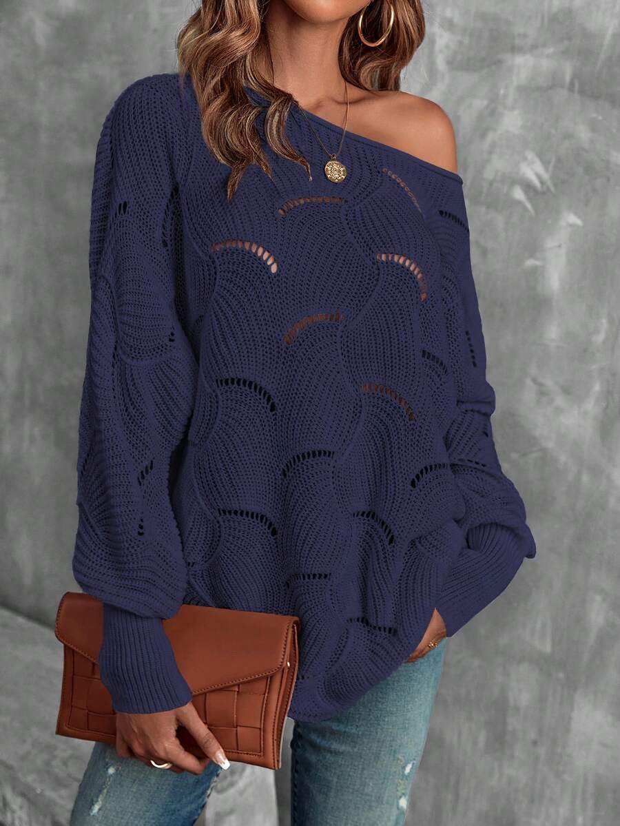 Mira™ | Striktrøje Med Bølgemønster Og Åben Struktur