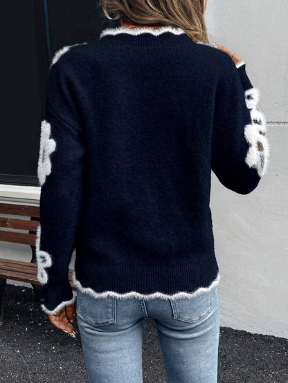 Fleur™ | Striktrøje Med Blomsterdetaljer