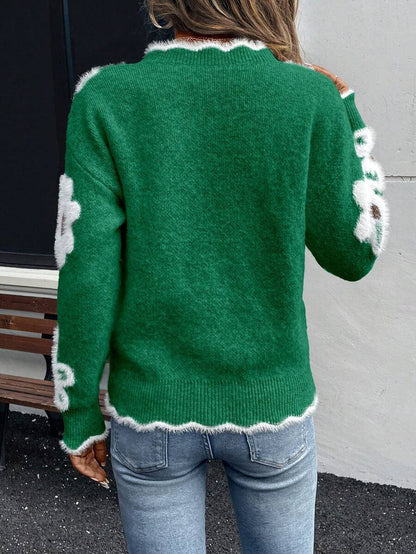 Fleur™ | Striktrøje Med Blomsterdetaljer