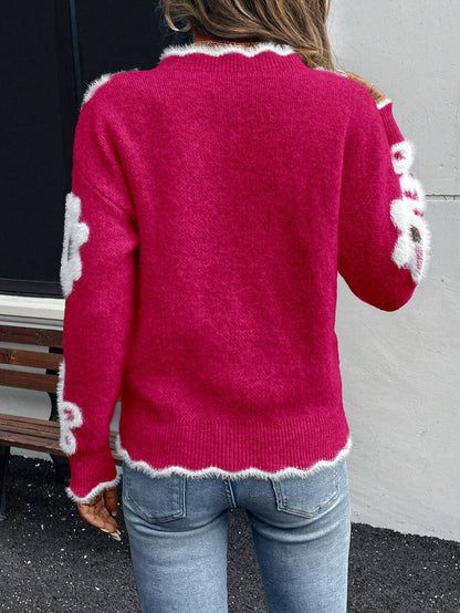 Fleur™ | Striktrøje Med Blomsterdetaljer