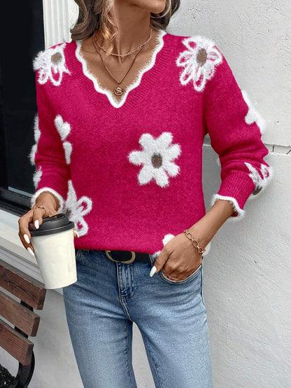 Fleur™ | Striktrøje Med Blomsterdetaljer