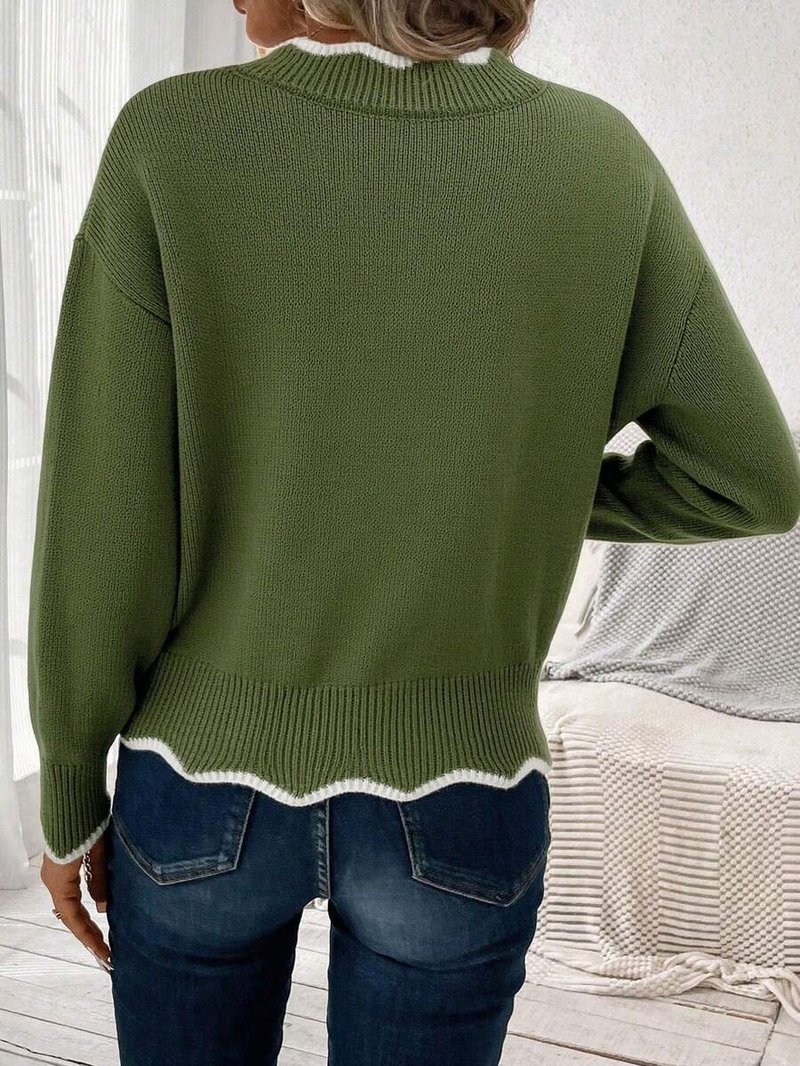 Sofie™ | Striktrøje Med Bølget V-Udskæring