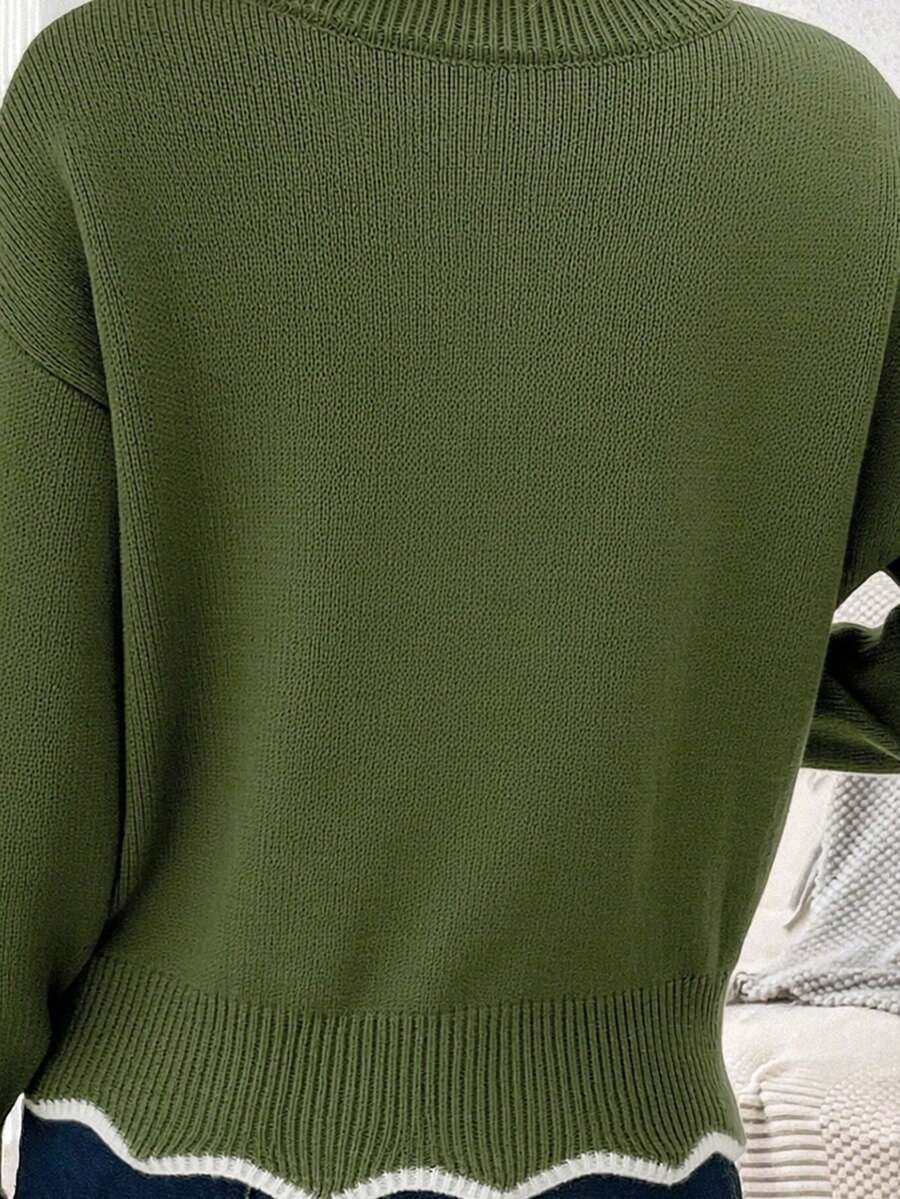 Sofie™ | Striktrøje Med Bølget V-Udskæring