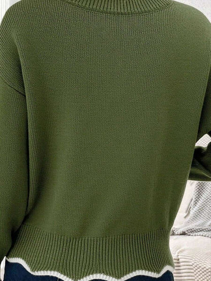 Sofie™ | Striktrøje Med Bølget V-Udskæring