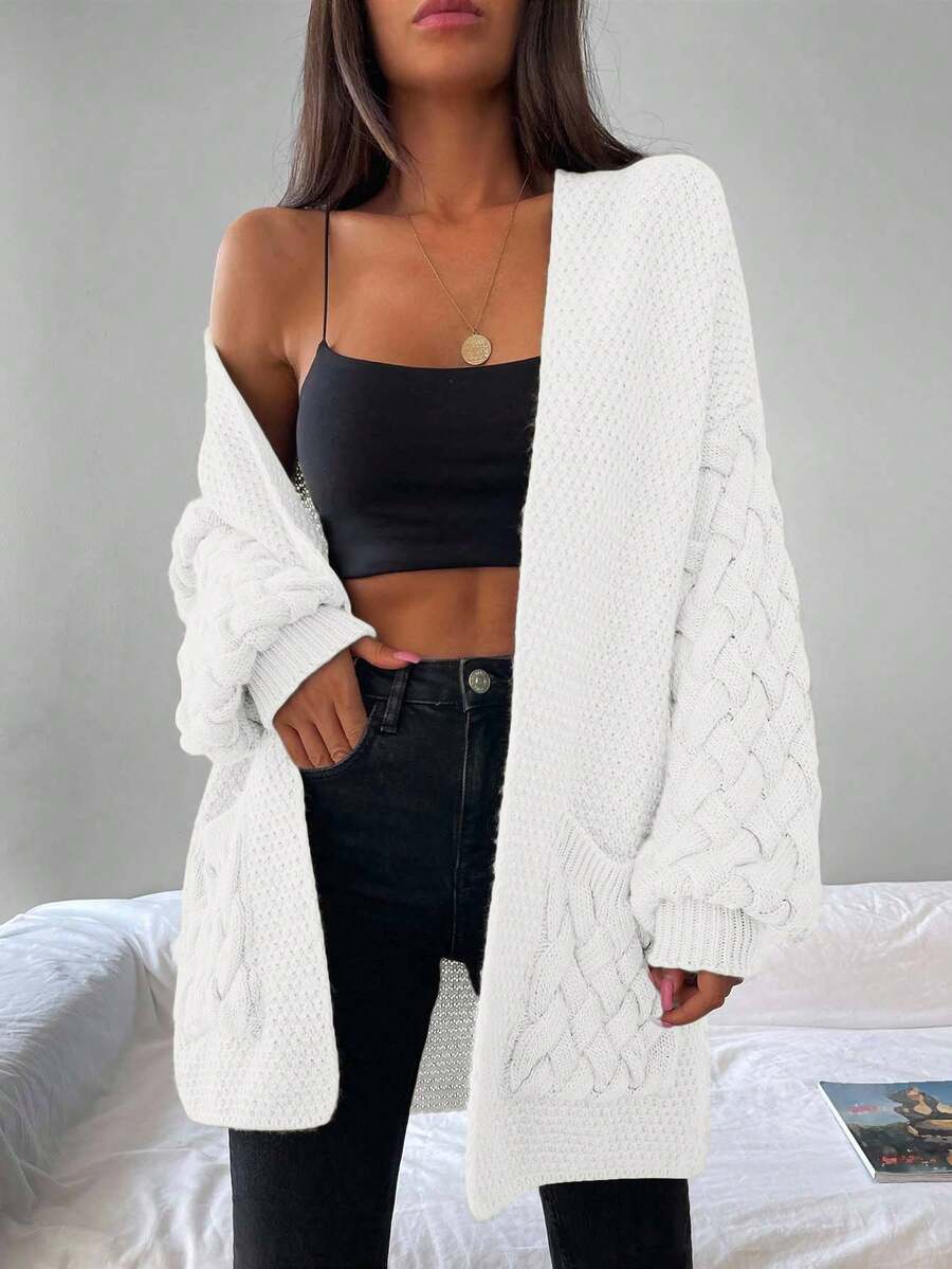 Elin™ | Åben Cardigan Med Flettede Lommer