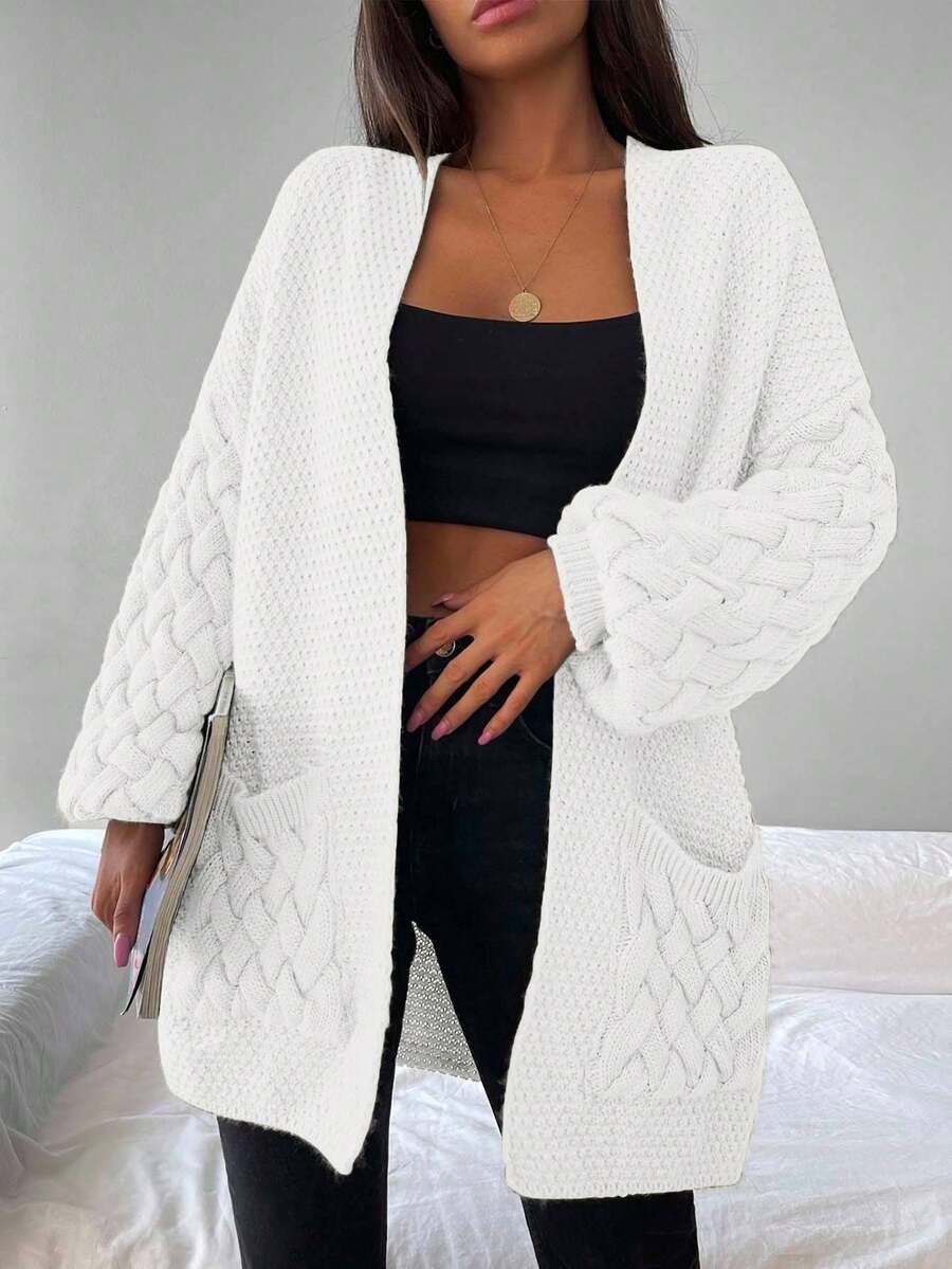 Elin™ | Åben Cardigan Med Flettede Lommer