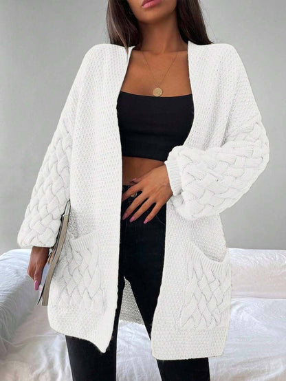 Elin™ | Åben Cardigan Med Flettede Lommer