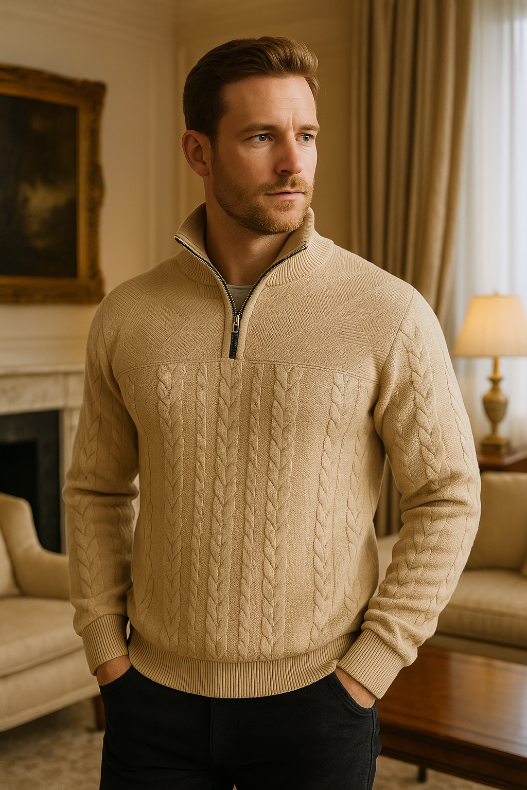 Henry™ | Premium Sweatshirt Med Kvart Lynlås