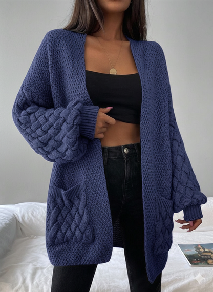 Elin™ | Åben Cardigan Med Flettede Lommer