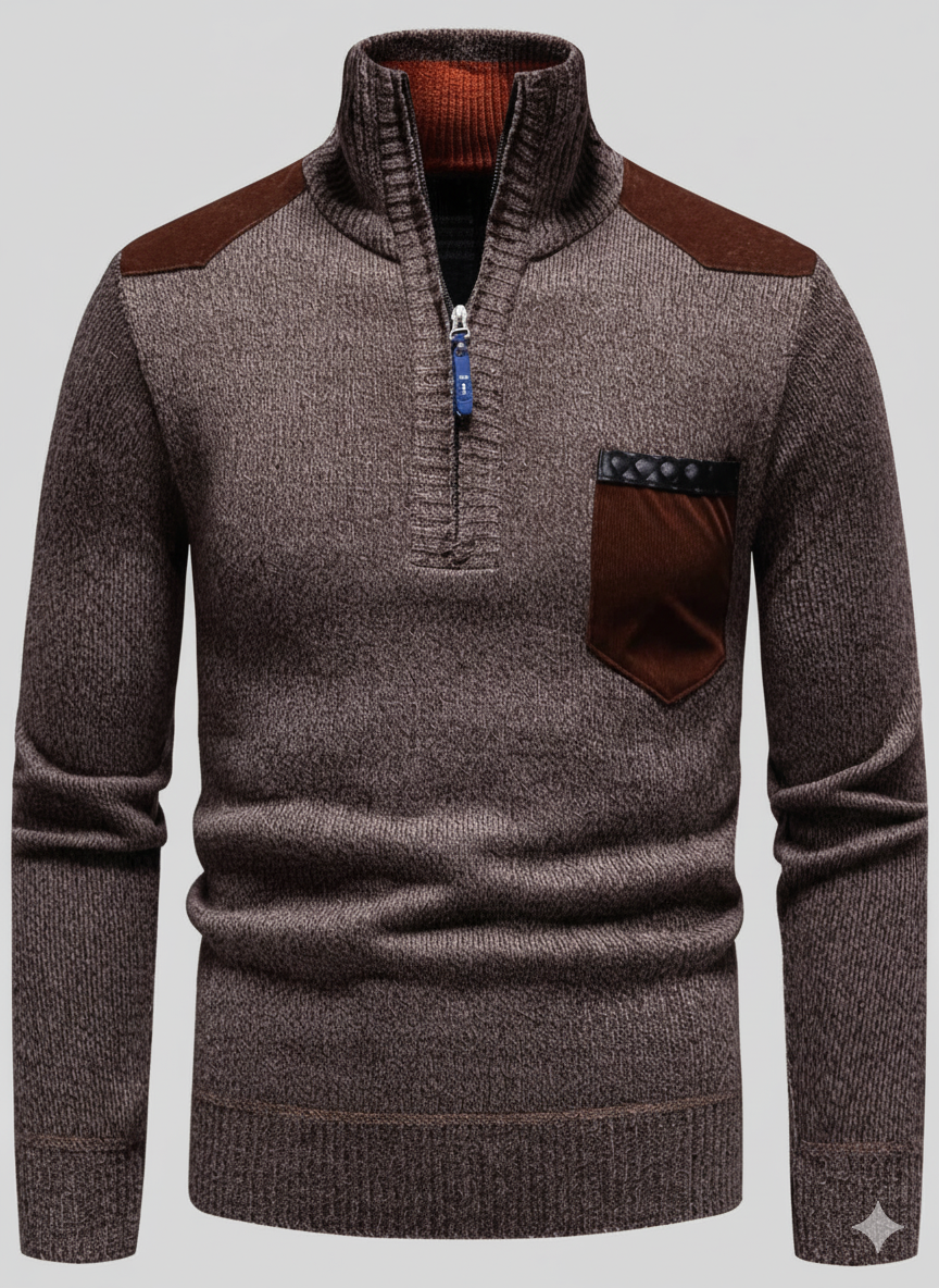 Tobias™ | Strikket Herretrøje Med Ruskindsdetaljer
