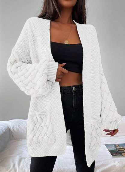Elin™ | Åben Cardigan Med Flettede Lommer