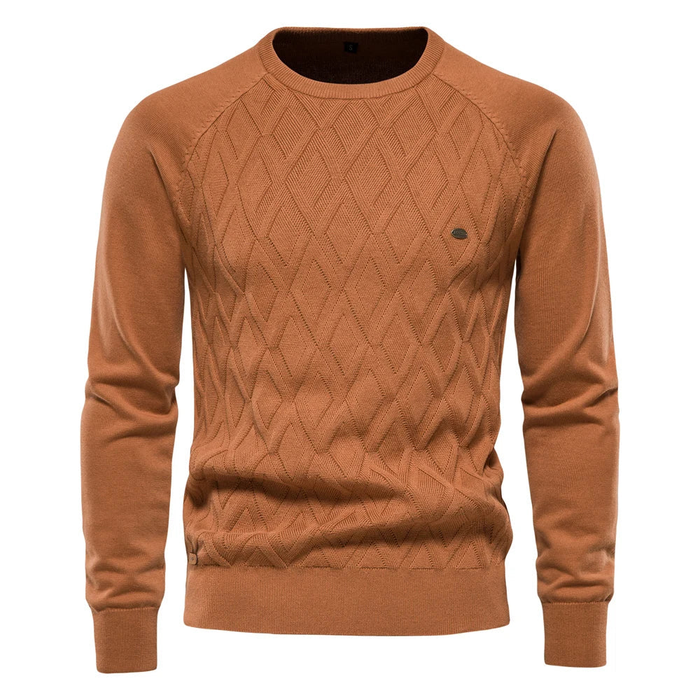 Niels™ | Finstrikket Sweater Med Rombemønster