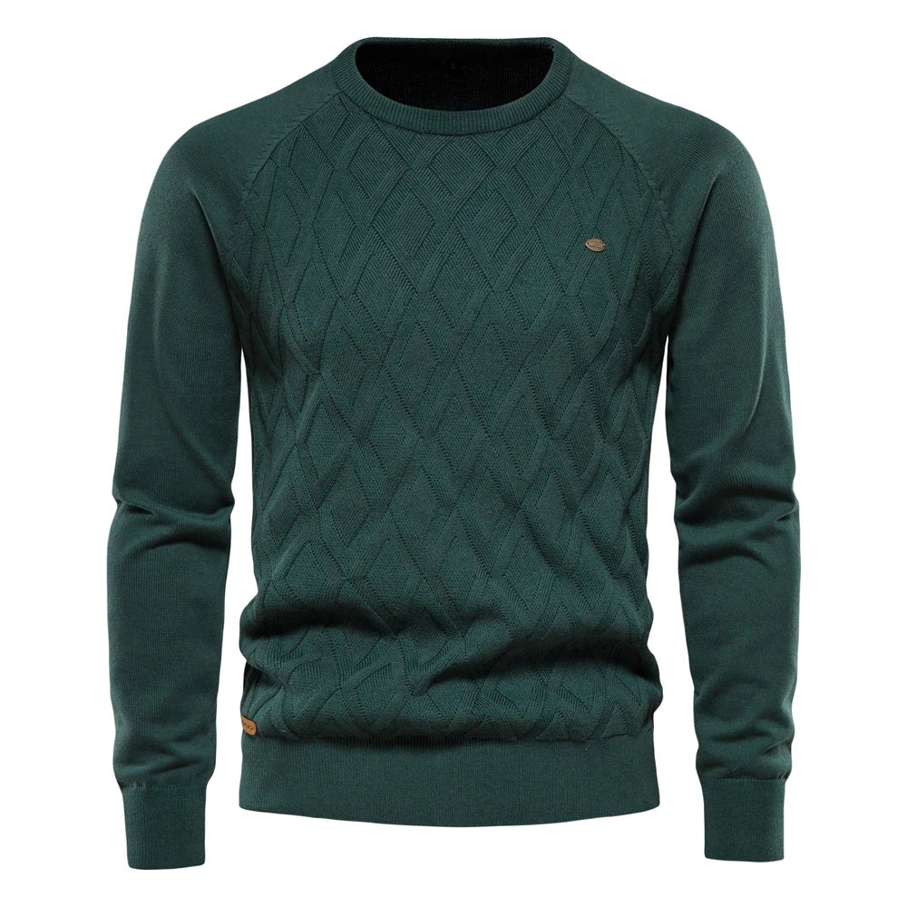 Niels™ | Finstrikket Sweater Med Rombemønster