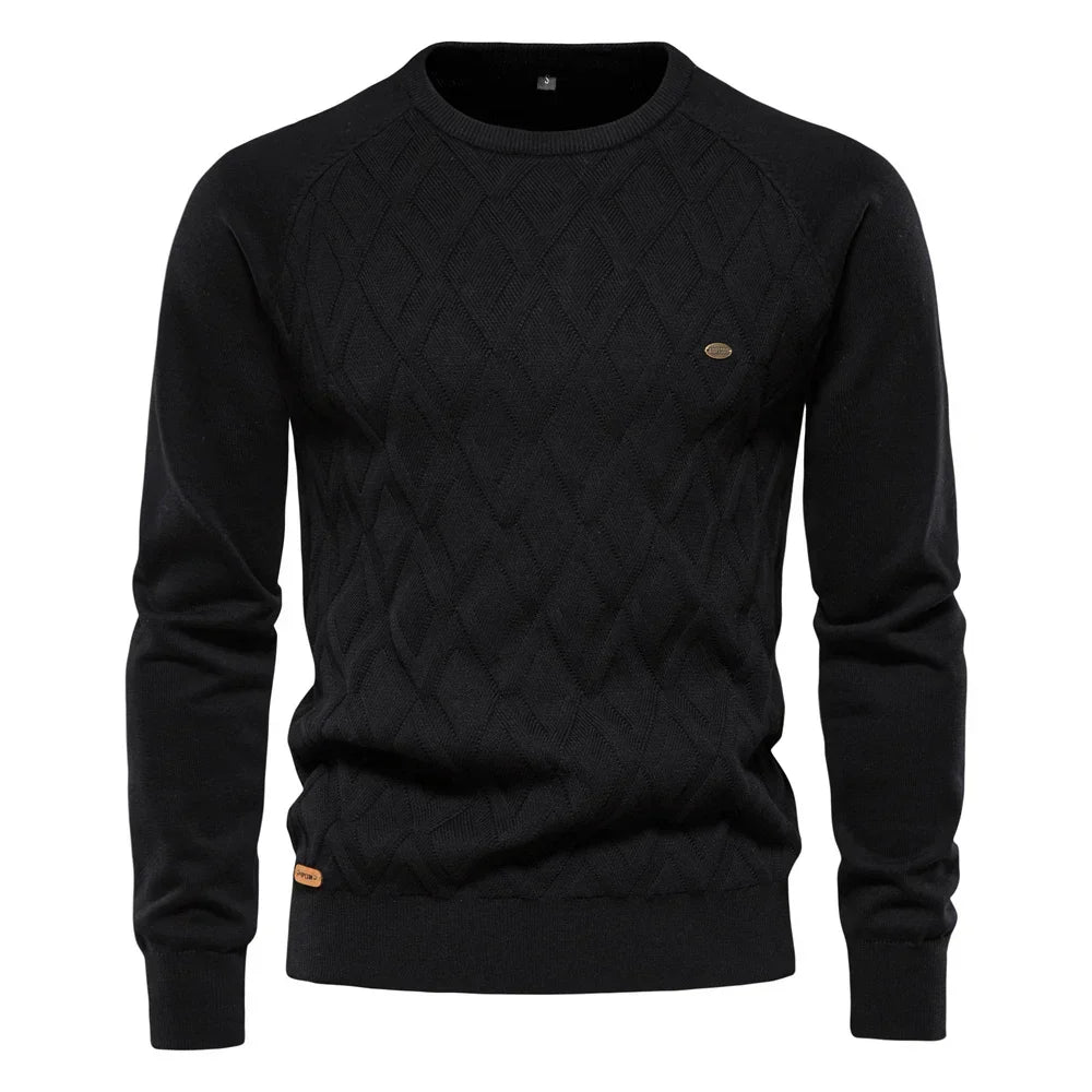 Niels™ | Finstrikket Sweater Med Rombemønster