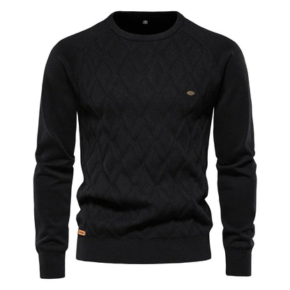 Niels™ | Finstrikket Sweater Med Rombemønster