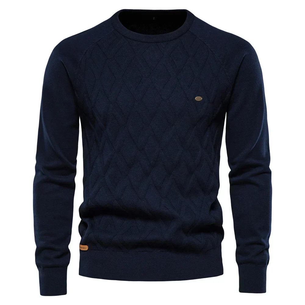 Niels™ | Finstrikket Sweater Med Rombemønster