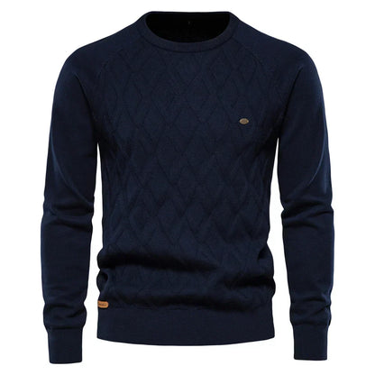 Niels™ | Finstrikket Sweater Med Rombemønster