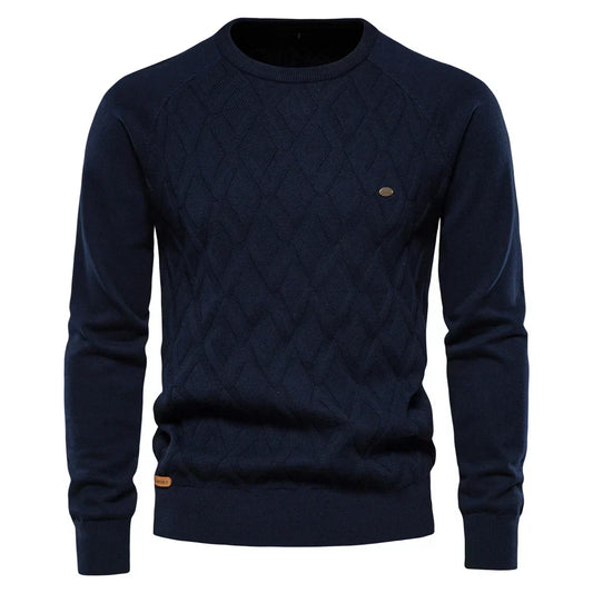 Niels™ | Finstrikket Sweater Med Rombemønster