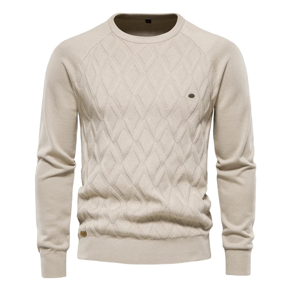 Niels™ | Finstrikket Sweater Med Rombemønster