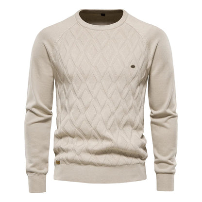 Niels™ | Finstrikket Sweater Med Rombemønster