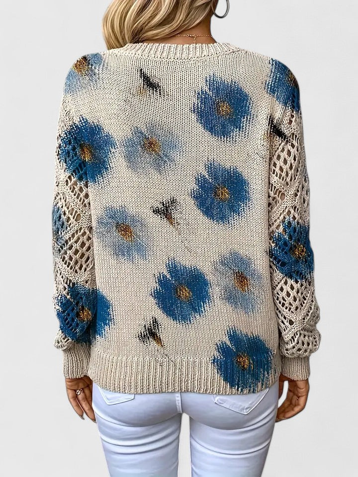 Flora™ | Luksus Strikket Sweater Med  Blomsterprint