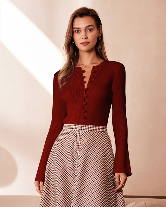 Juno |  ribstrikket T-shirt med klokkeærmer